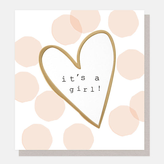 It’s A Girl Confetti Heart Greetings Card