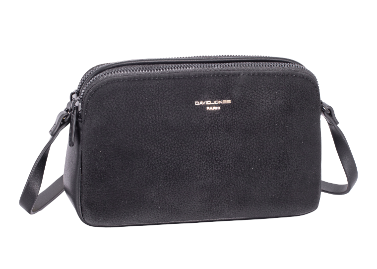 David Jones Double Zip Crossbody Bag Black