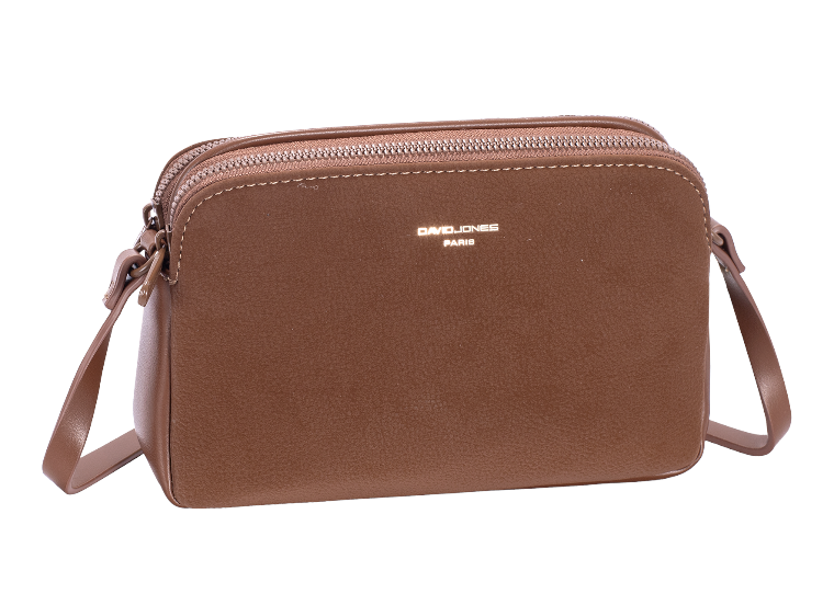 David Jones Double Zip Crossbody Bag Red Mud