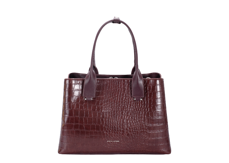 David Jones Faux Croc Tote Bag Bordeaux
