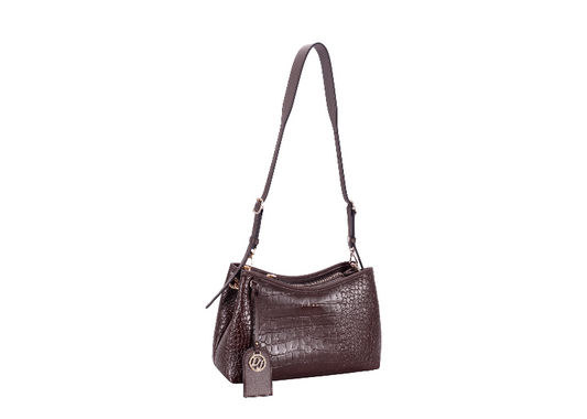 David Jones Faux Croc Shoulder Bag Brown