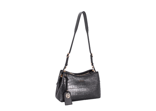 David Jones Faux Croc Shoulder Bag Black