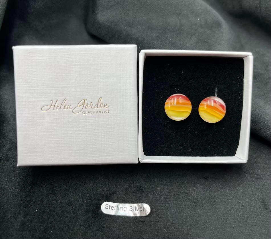 Sunset Ripple Glass Circular Stud Earrings