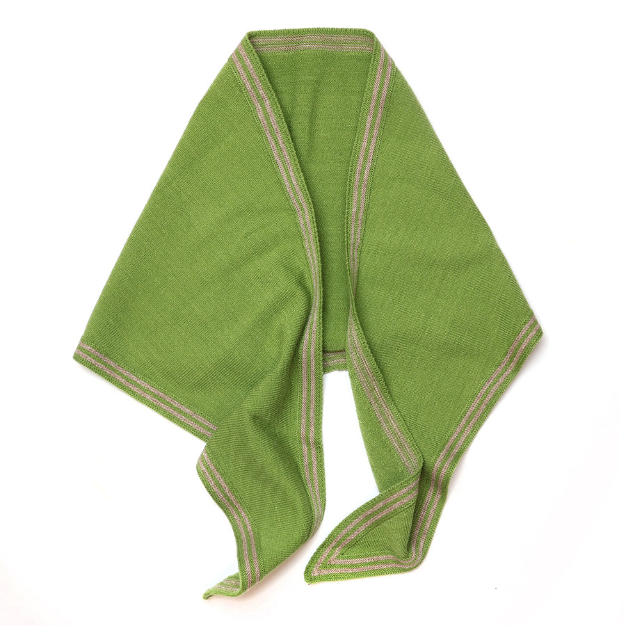 Fine Knit Triangle Scarf Green