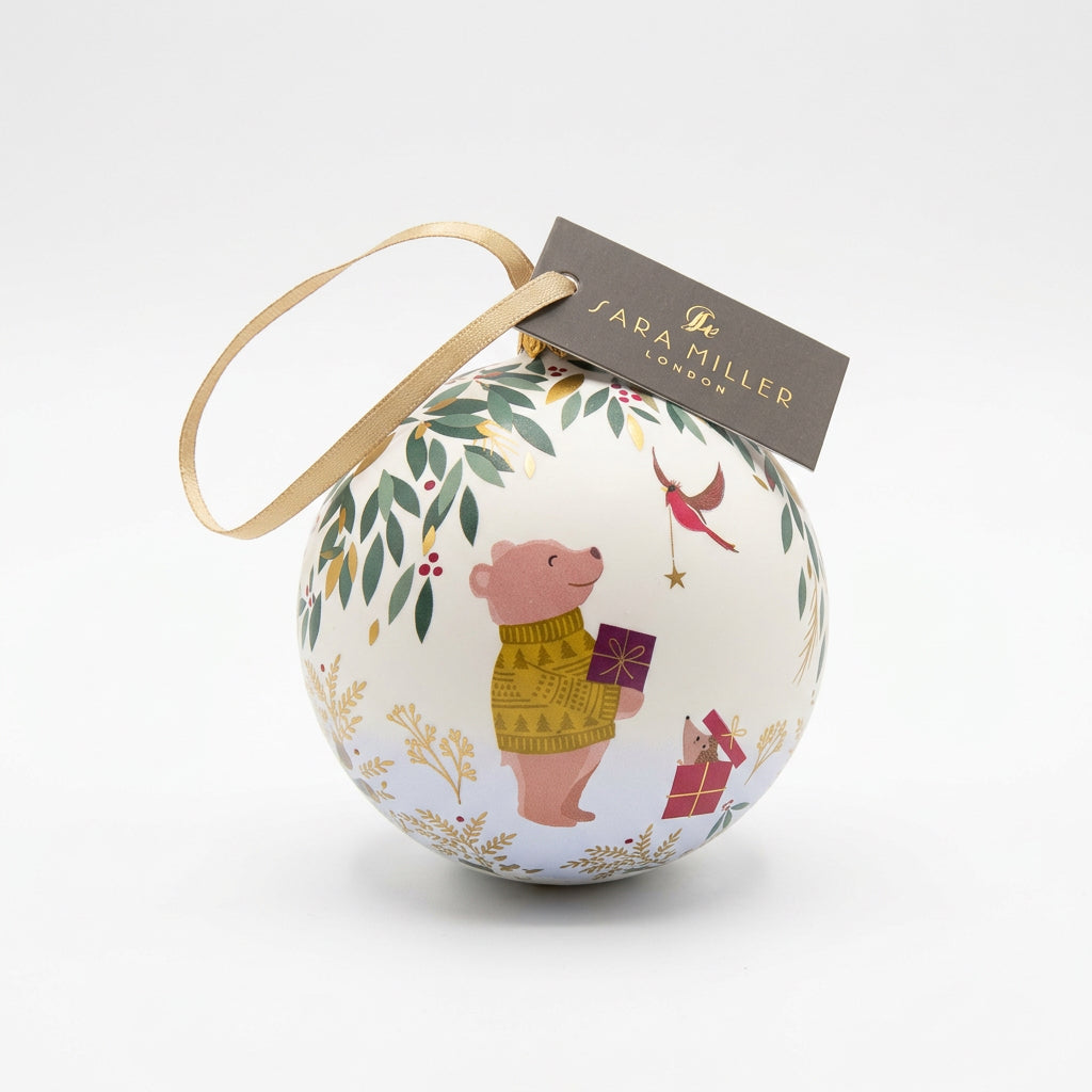 Sara Miller Bear & Robin Tin Bauble with Honeycomb Crunch
