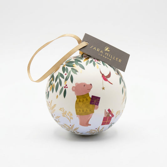 Sara Miller Bear & Robin Tin Bauble with Honeycomb Crunch