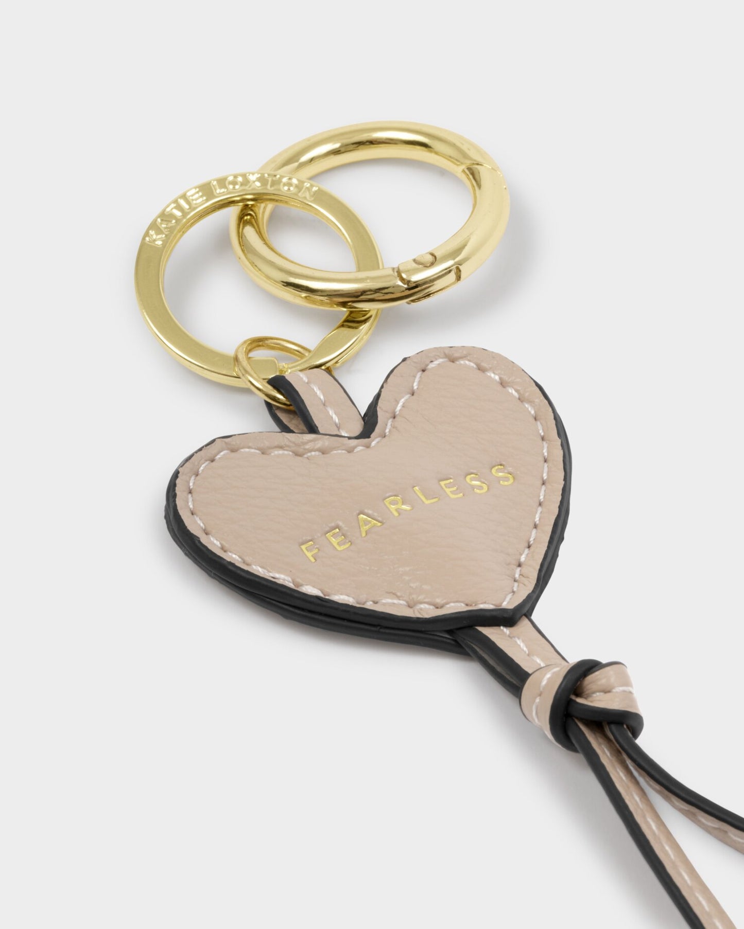 Katie Loxton Heart Bag Charm Keyring 'Fearless' in Latte