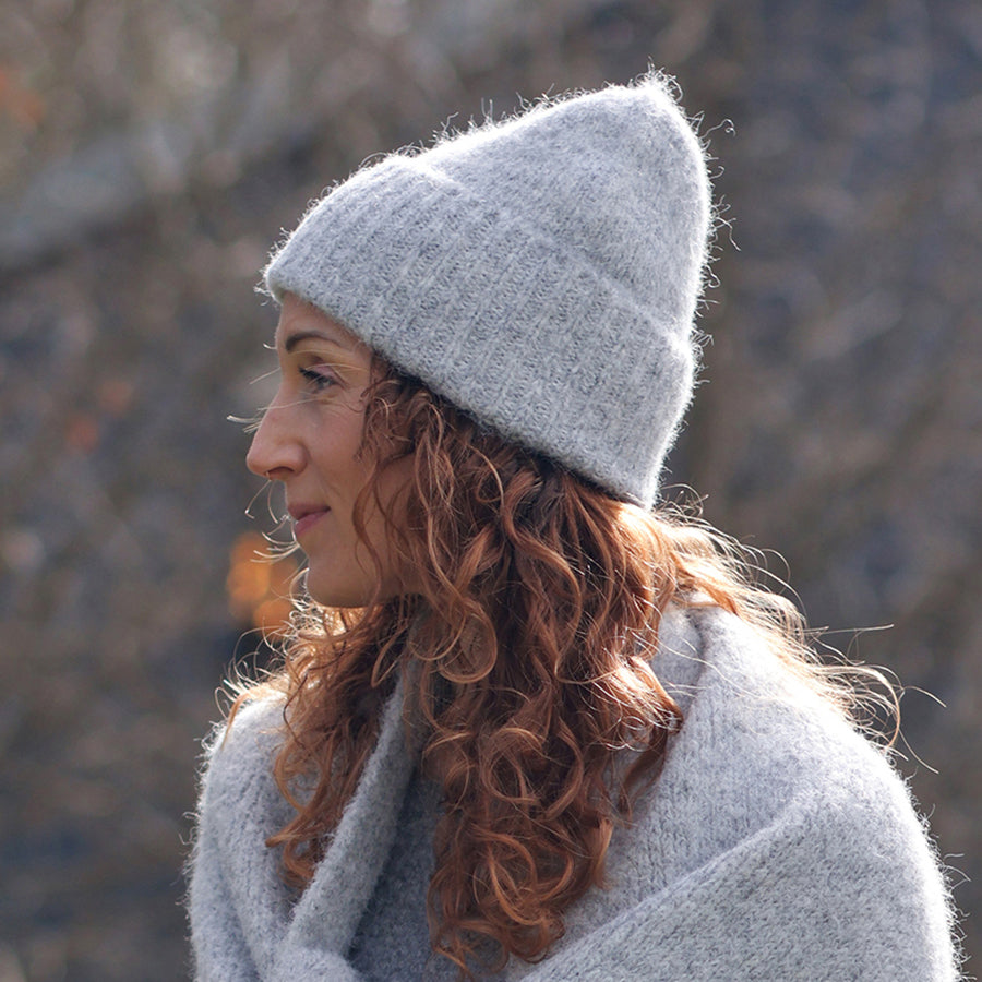 Recycled Blend Knit Beanie Grey