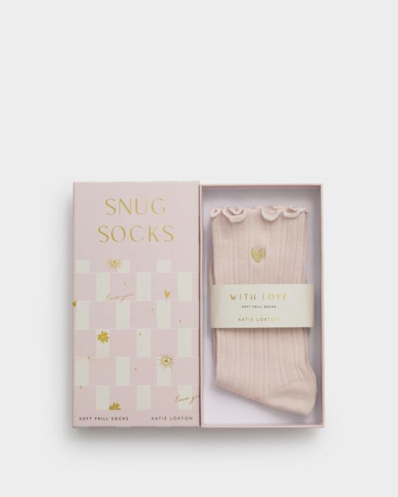 Katie Loxton Gift Boxed Frill Heart Socks Pink
