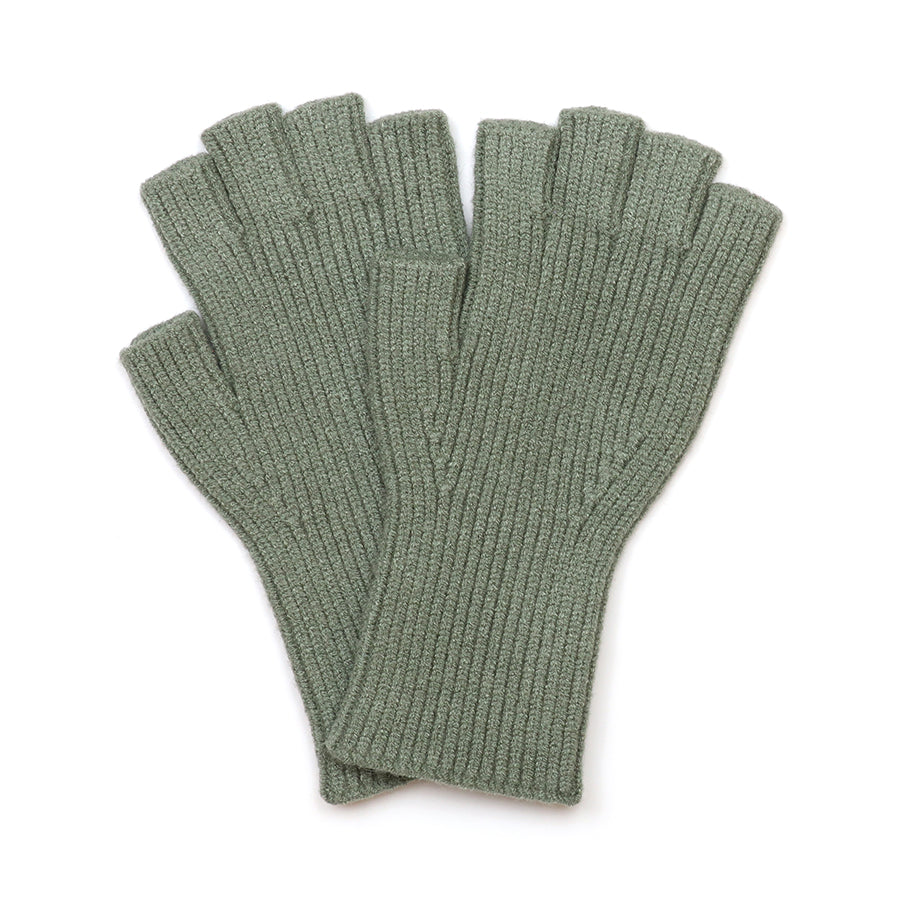 Ribbed Fingerless Gloves Sage Green