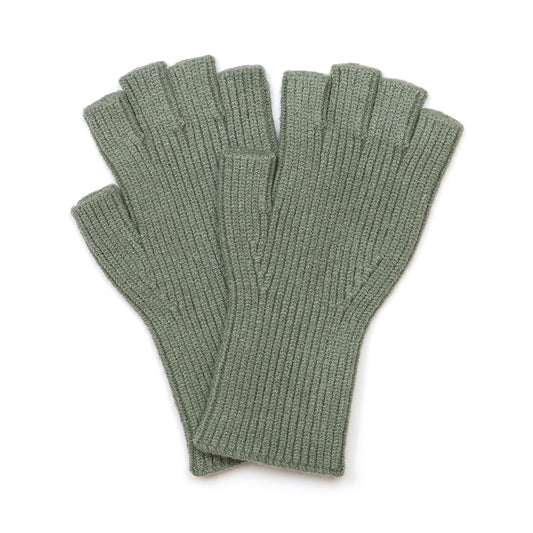 Ribbed Fingerless Gloves Sage Green
