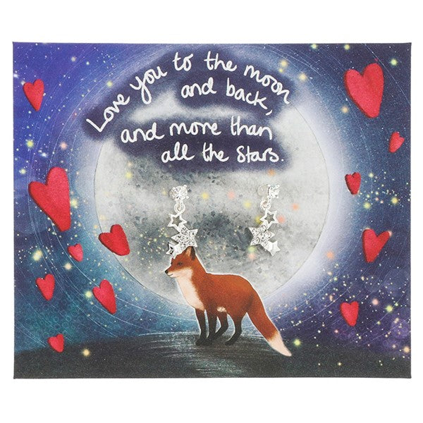 Fox Under The Moon Love You To Moon Star Drop Earrings
