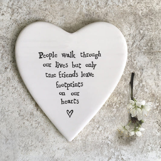 Porcelain Heart Coaster Footprints
