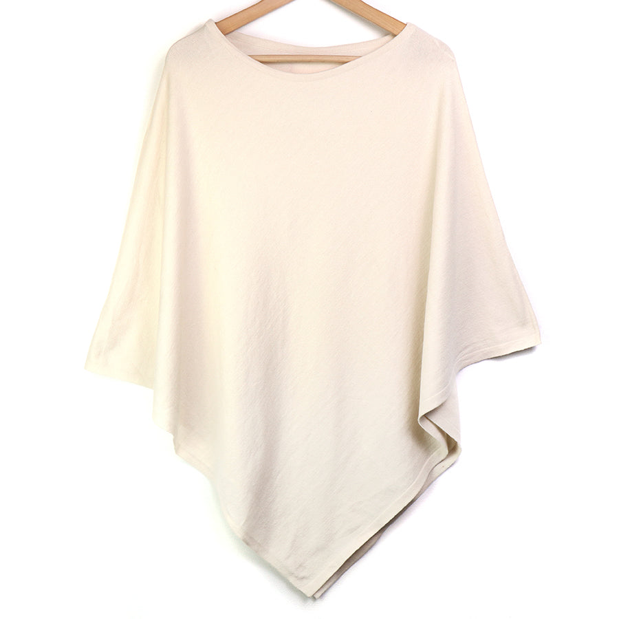 Fine Knitted Recycled Blend Poncho Cream