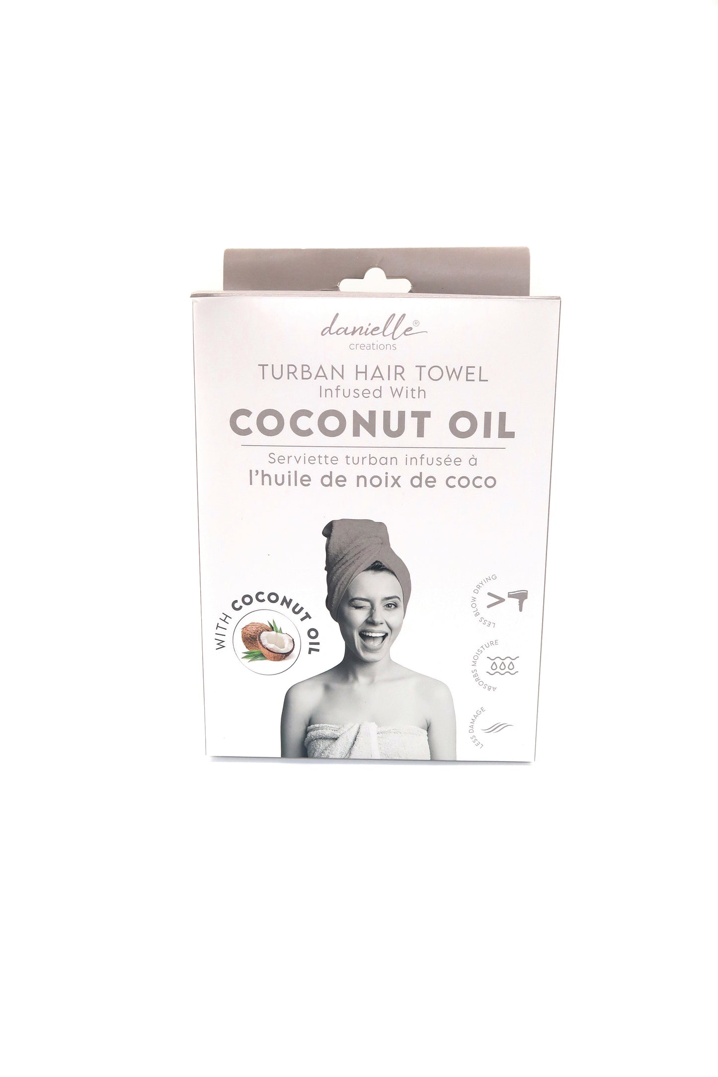 Danielle Infused Hair Turban - Grey - Coconut Oil