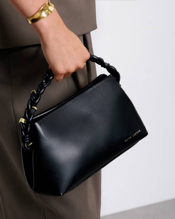 Katie Loxton Arden Braided Top Handle Bag in Black