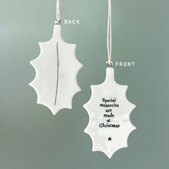 Christmas Memories Flat Holly Porcelain Bauble