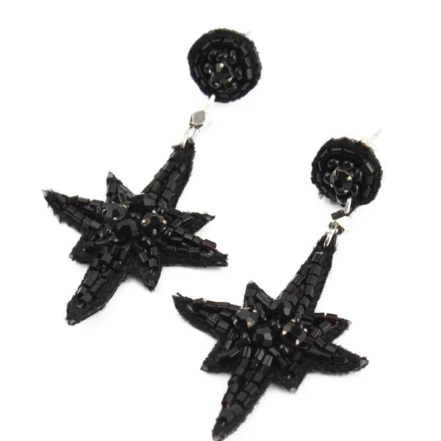 Mini Black Star Earrings