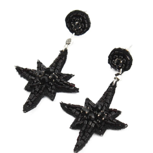 Mini Black Star Earrings