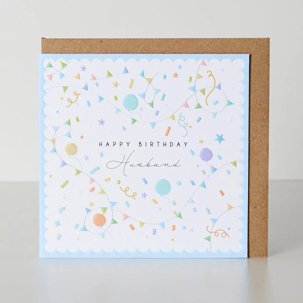 Happy Birthday Husband Bunting Greetings Card