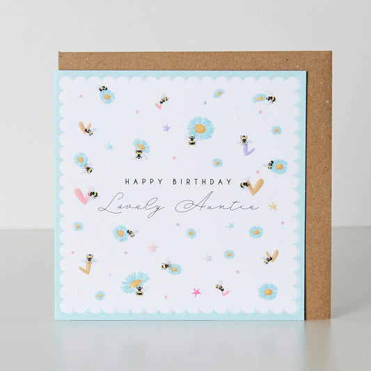Happy Birthday Lovely Auntie Bees & Flowers Greetings Card
