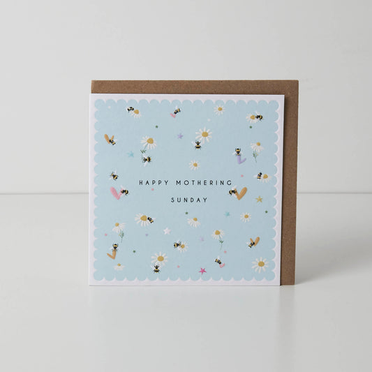 Happy Mothering Sunday Bees & Flowers Greetings Card