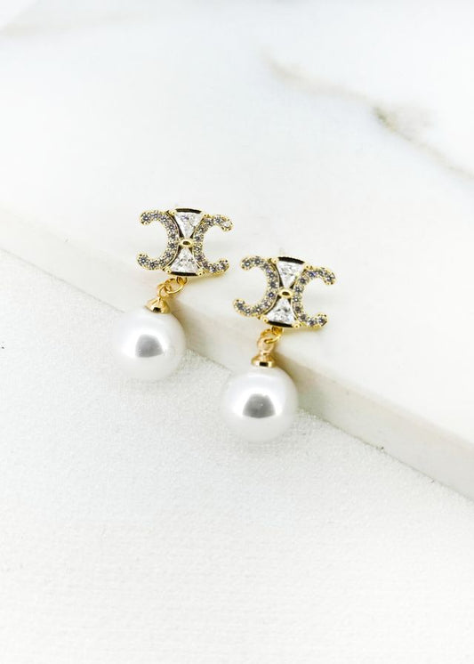 Envy Pearl Drop Earrings Gold