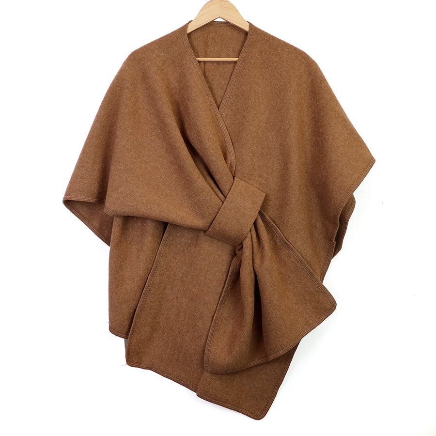 Self Tie Waist Poncho Camel