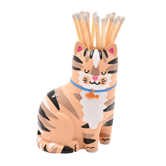 Raspberry Blossom Matchstick Holder- Cat