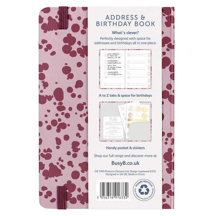 Address & Birthday Book Burgundy Splatter