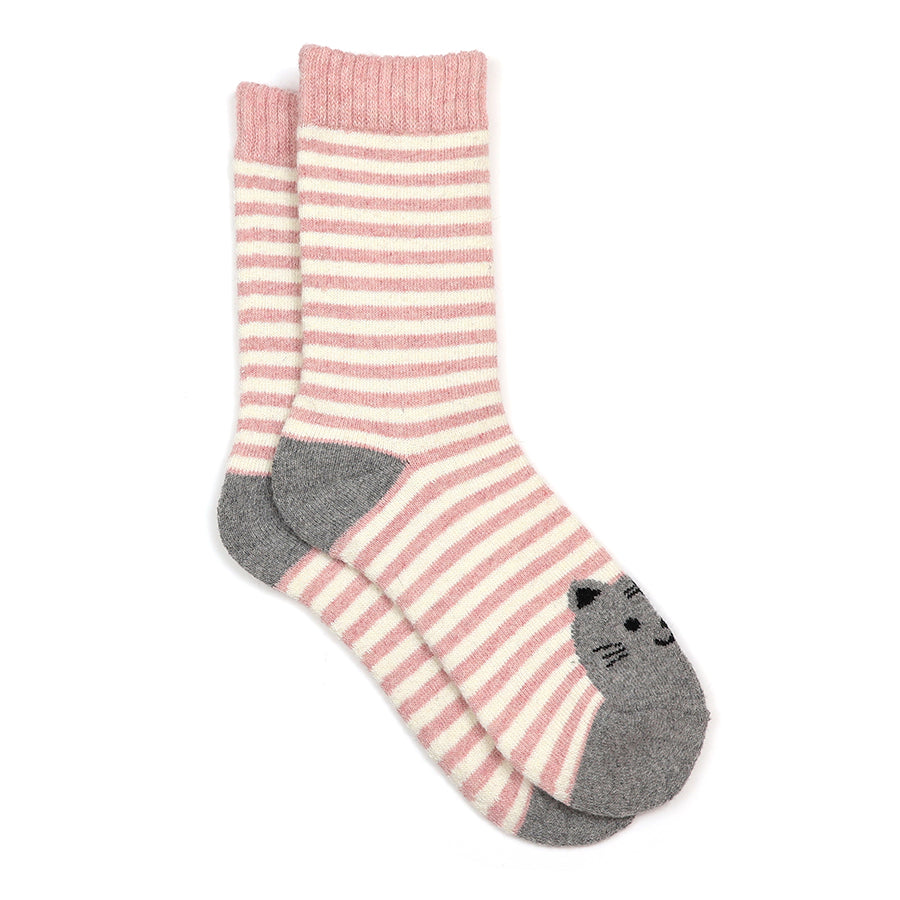 Striped Cat Socks Pink