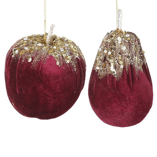 Apple & Pear Sequin Decorations