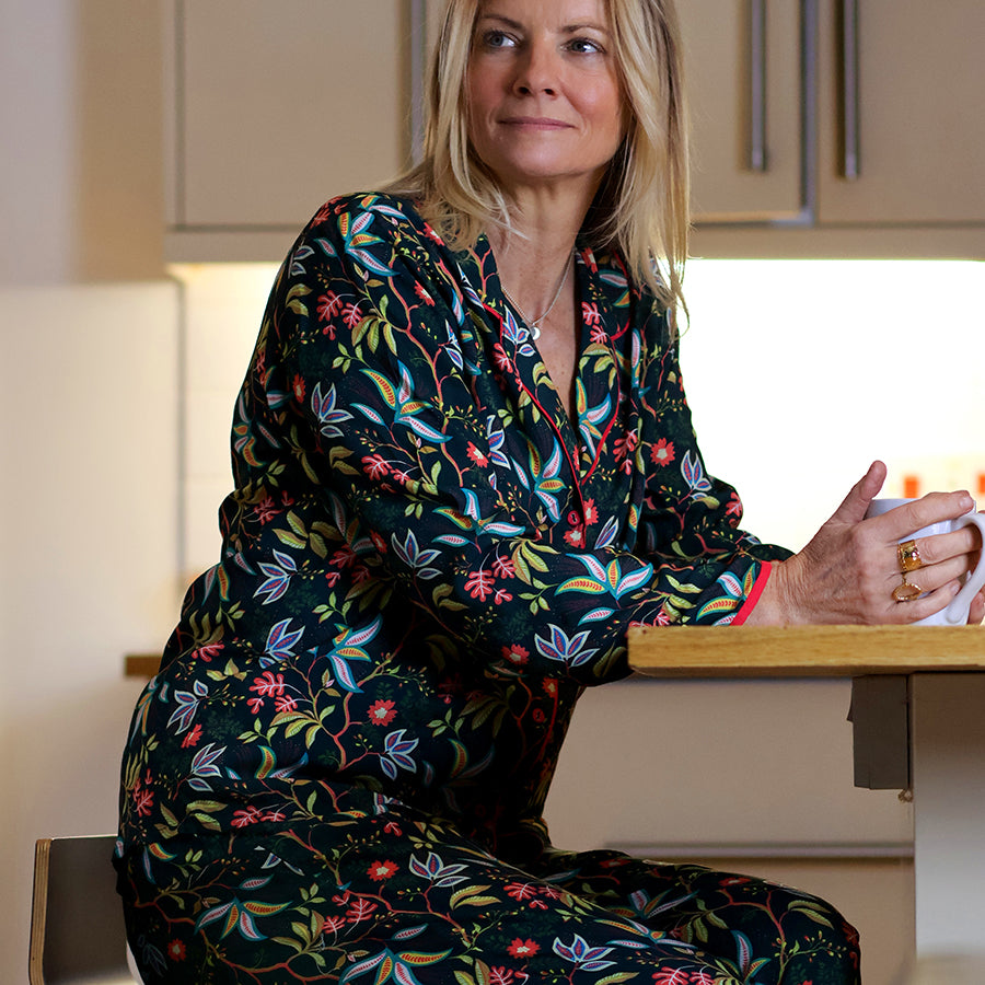 Dark Green Botanical Vine Print Pyjamas