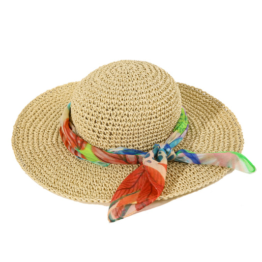 Sun Hat With Abstract Nature Detachable Scarf