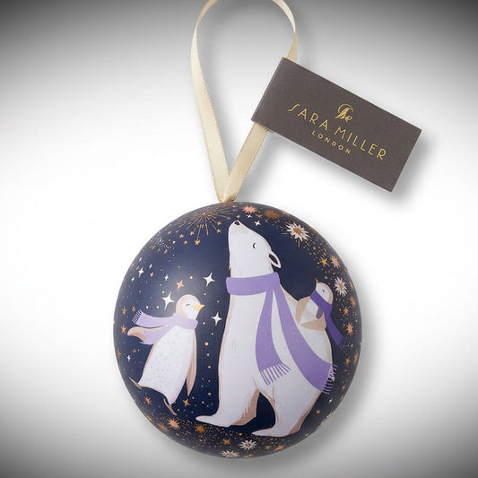 Sara Miller Polar Bear & Penguin Tin Bauble with Honeycomb Crunch b