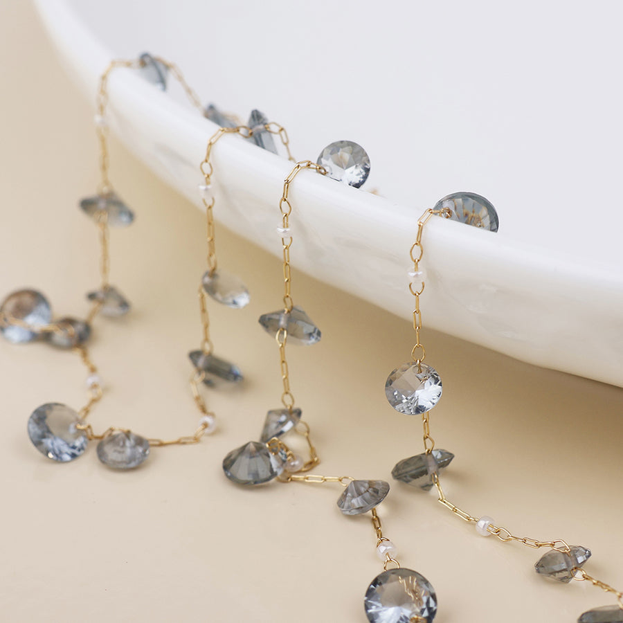 Lyra Crystal Necklace Grey