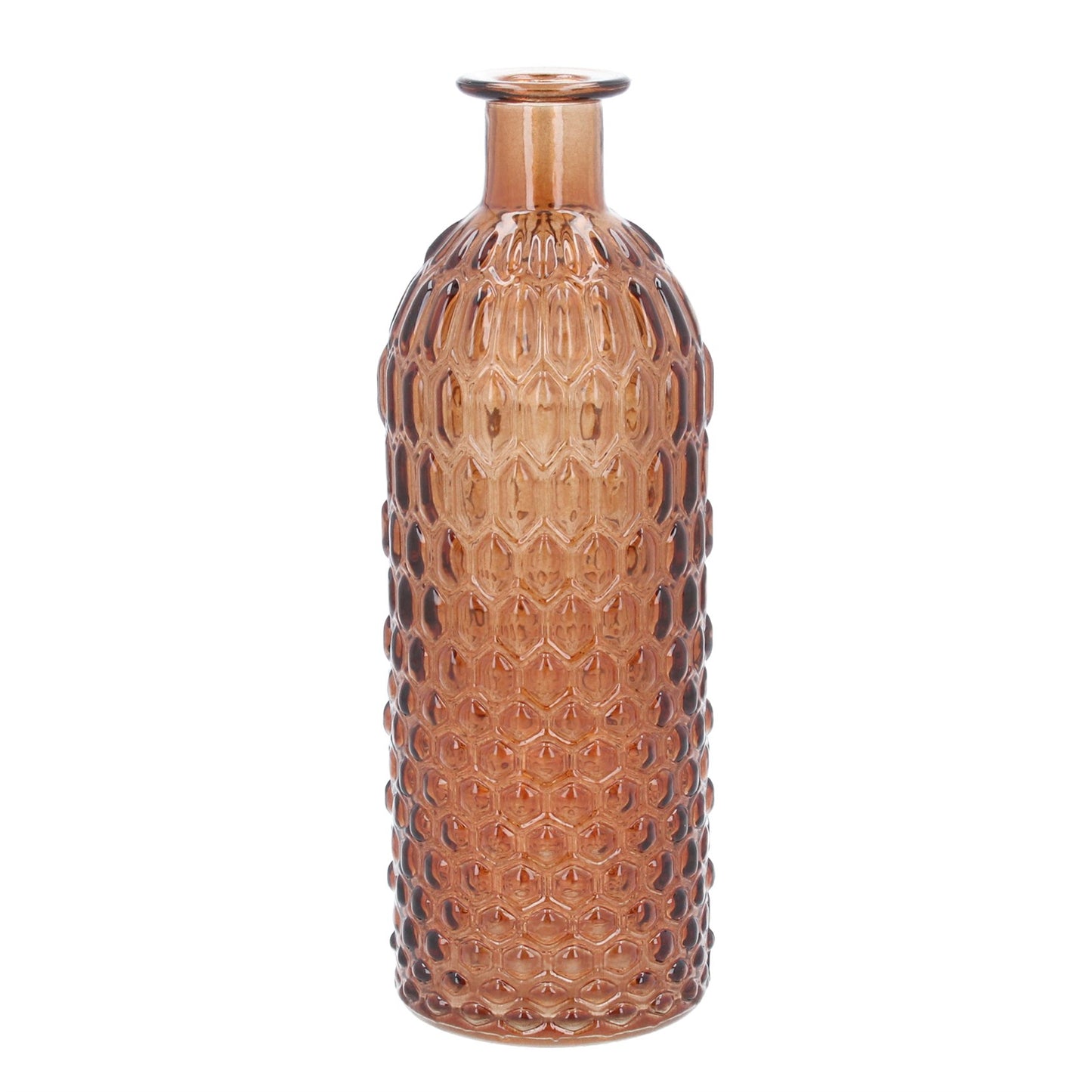 Amber Honeycomb Glass Vase 20cm