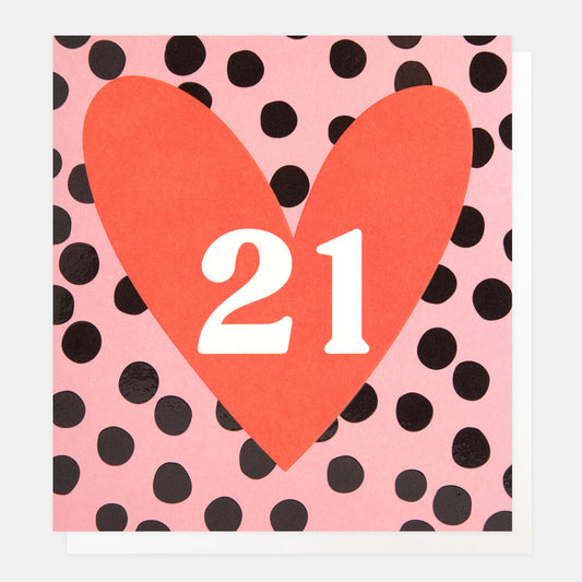21st Birthday Heart Greetings Card