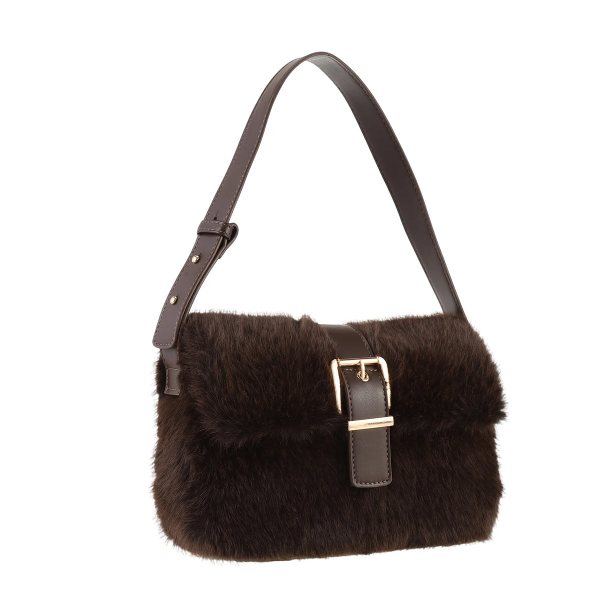 Luxury Faux Fur Shoulder Bag Chocolate
