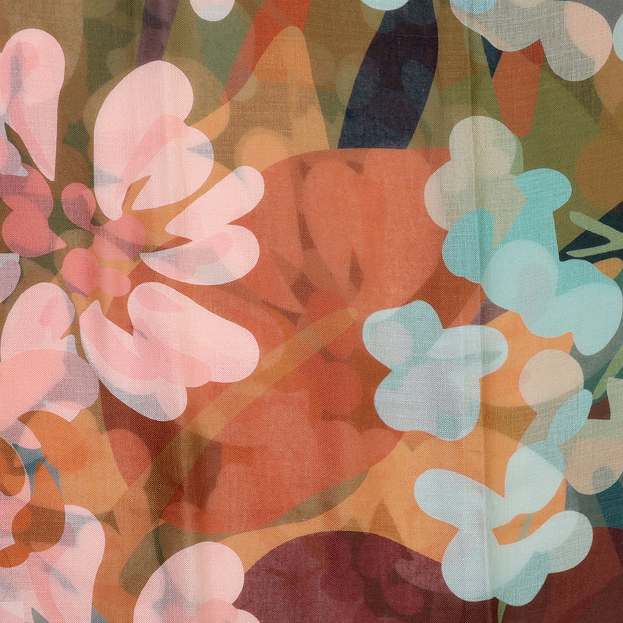 Rust & Khaki Botanical Print Scarf
