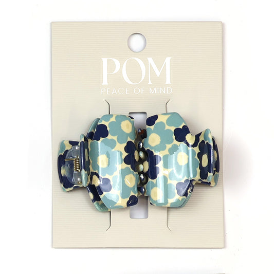 Blue Retro Flower Small 2 Pack Claw Clips