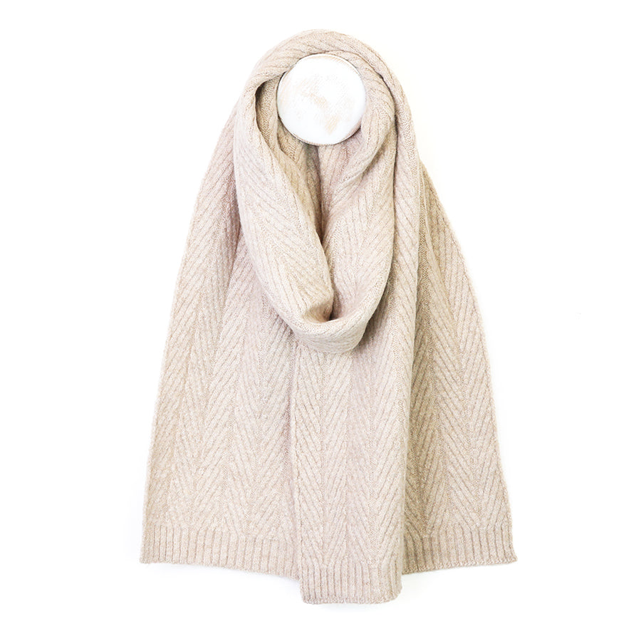 Herringbone Knit Scarf Oatmeal