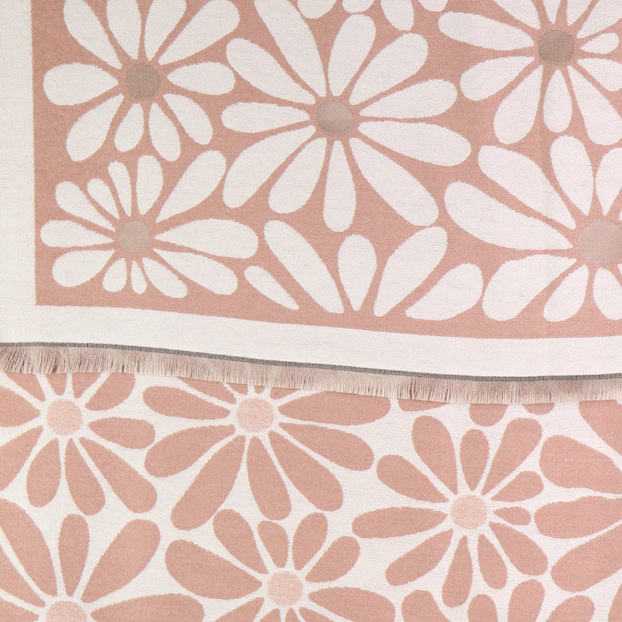 Camel Mix Flower Silhouette Jaquard Scarf