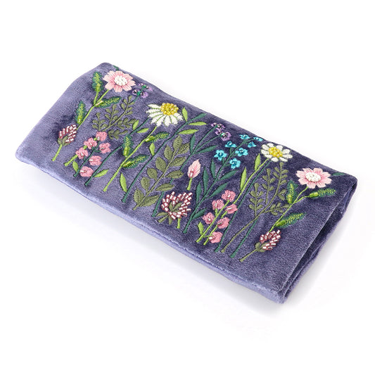 Lilac Floral Embroidered Velvet Jewellery Roll