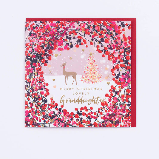 Grandaughter Berries and Deer Christmas Card