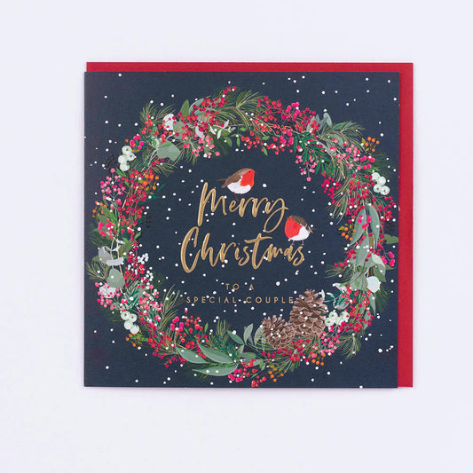 Special Couple Robin Christmas Greetings Card