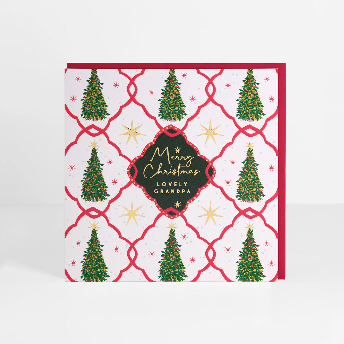 Grandpa Geometric Trees Christmas Greetings Card
