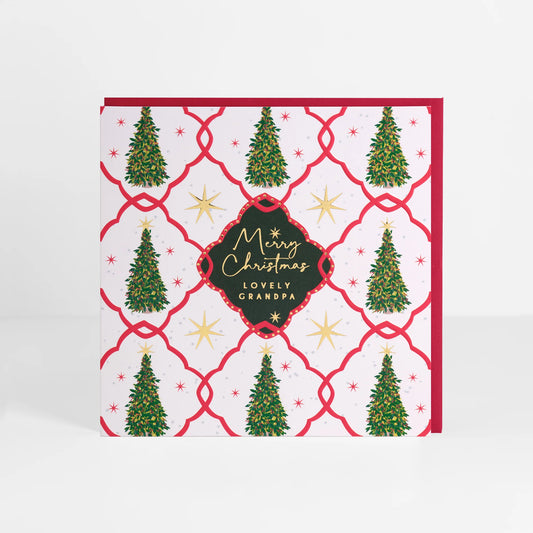 Grandpa Geometric Trees Christmas Greetings Card