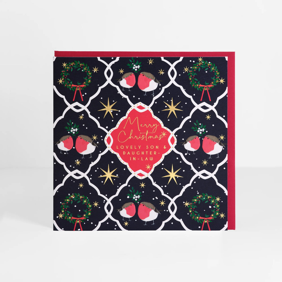 Son & Daughter In Law Geometric Christmas Greetings Card