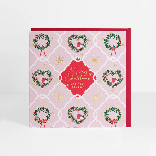 Friend Geometric Christmas Greetings Card